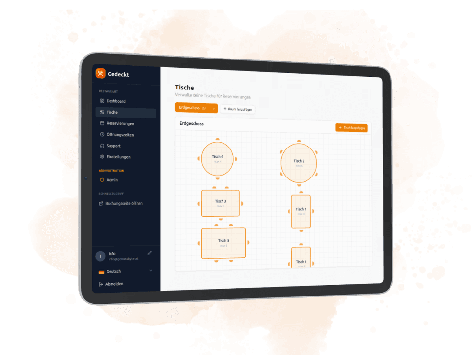 Tischplan-Editor mit Drag & Drop